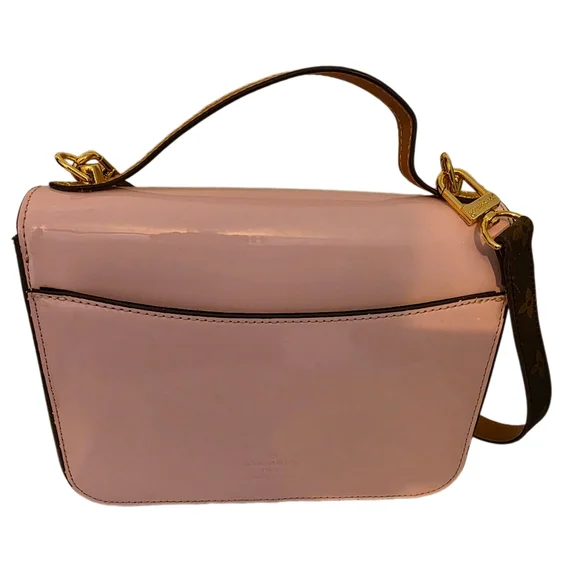 Fashion Pink & Brown Monogram Crossbody Hand Bag EUC - Picture 2 of 8